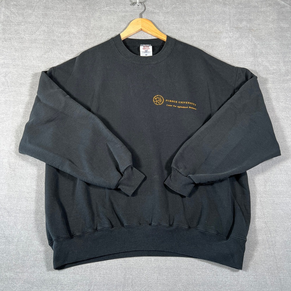 Jerzees Super Sweats Purdue University Crewneck Sweatshirt Mens XL Black Cotton